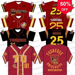 Xflsp GlaMit Mens Tuskegee University Baseball Jersey Personalizzato Qualsiasi Nome Numero Abbigliamento College Cucito Grande Alto