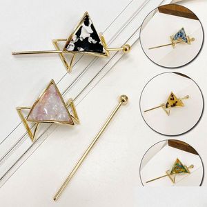 Hairpins Vintage Colorf Geometric Hairpin Hair Sticks Acetate Headbands For Women Clip Accessories Headwear Styling Tools Drop Deliv Dhm4H