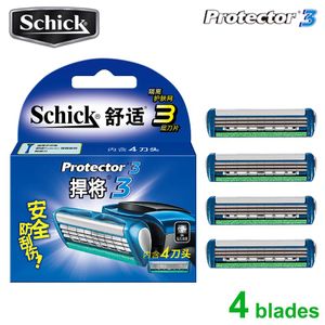 Bıçaklar 4 Bıçaklar Güvenlik Bıçakları Orijinal Yeni Schick Protector 3D Pırlanta Bıçak Paketi Erkekler Tıraş Tıraş Tırılgan Denizcilik Ücretsiz Nakliye