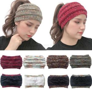 wool crochet fleece headband for women men winter sports ears warmer head bands thick wide grils ponytail beanie hat