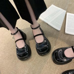 Scarpe eleganti nere piccole in pelle PU da donna di nicchia dolci sandali stile britannico alla moda piattaforma francese sottile tacchi spessi Mary Jane