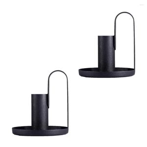 Mum Tutucular 2 PCS Candlestick Demir Tutucu Retro Tarzı Ev Dekorasyon Tepsisi Küçük Düğün Mekanı Ev Masaüstü Kitaplık