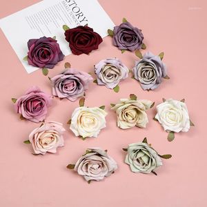 Dekorativa blommor konstgjorda blommor ros curling huvud corsage silk bröllop lös arrangemang blommig