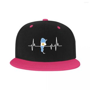 Bonés de bola personalizados argentino batimento cardíaco bandeira argentina boné de beisebol plano ao ar livre snapback masculino feminino chapéus hip hop ajustáveis