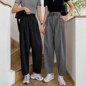 Capris Lucifer Fashion Loose Wide Leg Casual Elastic High Waist Set für Damen Street Apparel Retro Solid Back Palace Pants P230602