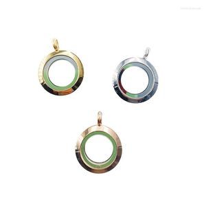 Pendant Necklaces 20MM Glass Floating Charms Locket Round Waterproof Stainless Steel Screw Twist Memory For Women Gift