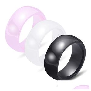 Pierścienie zespołowe biżuteria moda Wysokiej jakości krótkie czarne białe różowe ceramiczne hurtowe kobiety Lucky Finger Drop Pierścień DHB12