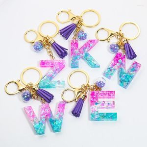 Keychains Pastel A-Z Initial Letter Keychain For Women Glitter Alphabet Key Chain With Tassel Accessory Handbags Backpacks Bag