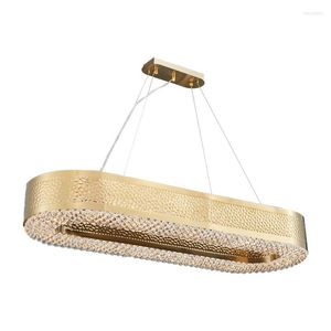 Lampadari Lampadario moderno in oro Illuminazione per sala da pranzo Lampada di cristallo Isola da cucina di lusso LED Cristal Home Decor Fixtures