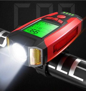 3-in-1-LED-Fahrrad-Frontlicht-Scheinwerfer, wiederaufladbares USB-Fahrradlicht mit Fahrradcomputer, Tachometer, Kilometerzähler, 120-BD-Lautsprecher, Hornlampe, Fahrrad-Taschenlampen-Zubehör