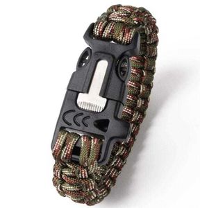 ホットアウトドアサバイバルブレスレットパラシュートコード緊急キャンプホイッスルバックル付きハイキングブレスレット最高品質のリストバンド旅行装置