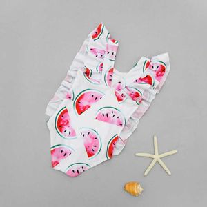 Swimwear Children's Summer Little Girl One Piece Baby Bikini Fruit Print Ruffle Swimsuit P230602