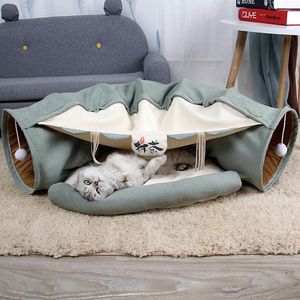 Tappetini pieghevoli a letto gatto casa interattiva tunnel gatto giocattolo per trapano tubo di guscio guscio grotta con sfere Accessori per gatti cuscino