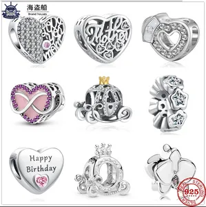 För Pandora Charms Authentic 925 Silver Pärlor Dangle Charm Infinity Love Heart Mother Spacer Bead