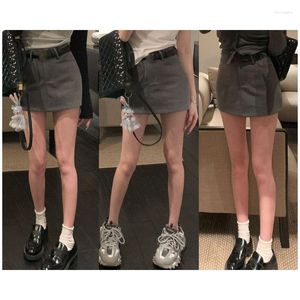 Stage Wear A Miu Style A-line Skirt That Can Be Worn All The Time. High Waisted And Slim Gray Half Length Short For