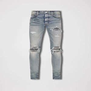 Herren-Designer-Jeans mit Rissen, schmale Jeans, lässige Hip-Hop-Reißverschlusshose für Herren, Stretchhose 03