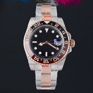 Ticari 8215 hareket izle Batman GMT 40mm Paslanmaz Çelik Mavi Siyah Seramik Safir Cam Süper Aydınlık Su Yalıtımı Bilek Swatches Montre De Siyah Dial