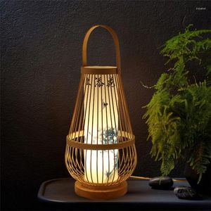 Tischlampen Chinesische Holz LED Esszimmerlampe Retro Schlafzimmer Nachttisch Dekor Moderne LOFT Lichter Innendekoration Studie Nachtbeleuchtung