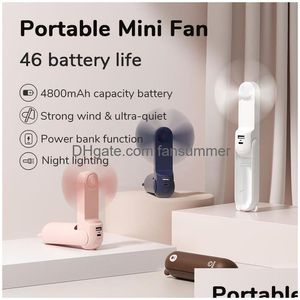 USB Gadgets Taşınabilir Fan Mini Elde Taşına Taşıyan 4800mAH Şarj Elde Tutulmuş Küçük Cep Power Bank Feneri Özelliği Damla Teslimat Comp DHIS5