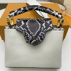 2023 Women Handbag Crossbody Bag Top Handle Tote Taurillon Leather Python Skin Patchwork Classic L letter Flap Closure Removable Shoulder Strap Hand Bags N95509