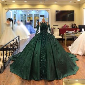 Quinceanera Dresses Gorgeous Long Sleeve Red Lace Appliques Ball Gown Sparkly Sweet 16 Year Princess Dress For 15 Years Vestidos De Dhxsd