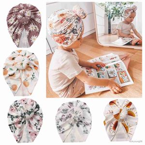 Hair Accessories Lovely Floral Elastic Baby Hat Big Donut Girl Turban Spring Head Wraps Kids Beanie Newborn Headband