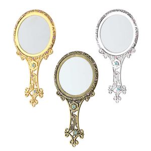 Makeup Tools Portable Vintage Hand Hold Mirror Travel Compact Makeup Beauty Mirrors Pocket-Sized Metal Glass Mirror Vanity Dresser Decor J230601
