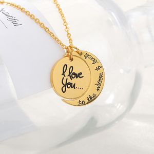 Pendant Necklaces 2pcs I Love You To The Moon And Back Couple Necklace Sun Matching Letter Jewelry Collier Femme BFF