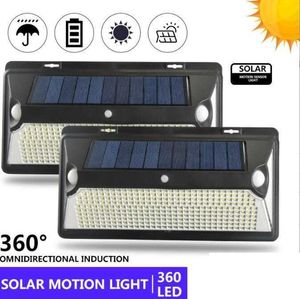 Lâmpadas solares 360LED Lanterna de acampamento 360 ° Grande angular 2500LM Sensor duplo LED Luzes de parede 3 Modo de trabalho Luzes do sensor de rua Jardim Iluminação ao ar livre Alkingline