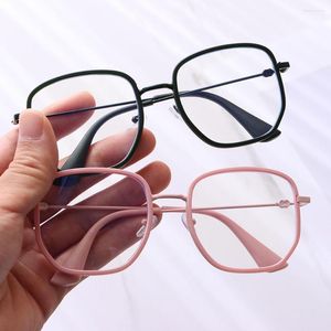 Óculos de Sol Vintage Armação de Metal Óculos Masculino Feminino Óculos de Lentes Transparentes Anti-Azul Óculos de Computador de Escritório Óculos Ópticos Quadrados