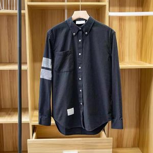 It-Thom Men T-shirty Pure Brown Brown Long Rleeve Shirt M-4xl LOOPBACK Inżynieria Summer Wear Stripe Bluza Crewneck Pullover 00149