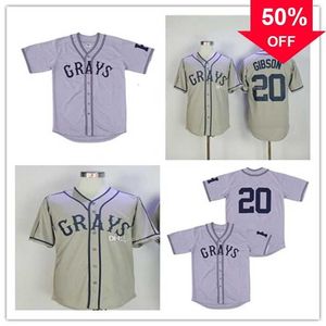 Xflsp GlaMitNess Cheap Fashion Homestead Grays Negro League Button Down Baseball Jerseys 20 Josh GIBSON Embroidery Sports Shirts High Quality