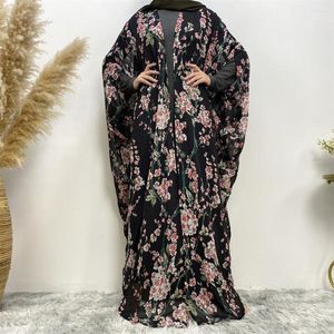 Ubranie etniczne Ramadan Maroko sukienka muzułmańskie kobiety Eid Abaya szyfonowy kwiecisty Abayas Dubai Turcja sukienki kaftan szata longue vestidos