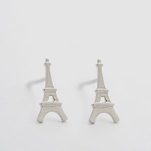 Tiny Eiffel Tower Ear Studs For Women Girl Alloy Silver Lovely Towers Studörhängen Trevliga smycken Simple Earring