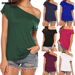 T-Shirt Feminina XUANSHOW Fashion Women's tshirt Casual Off Shoulder Manga Curta T Shirts Soltas Summer Tops Tee Shirt Roupas Femininas 230603