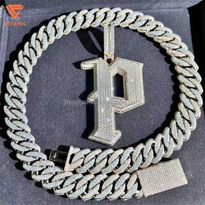 Necklaces Customization Hip hop Cuban Link Necklace White Gold Plated Iced Out Moissanite Diamond Cuban Chain