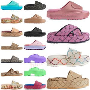 Designer-Sandalen, berühmte Designer-Gc-Damen- und Herren-Luxus-Slide-Flats, Flip-Flops mit dickem Boden, bestickte, bedruckte Jelly-Gummi-Leder-Coach-Hausschuhe, Größe 35–45