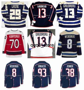 qqq8 Johnny Gaudreau Hockey-Trikot, blaue Jacken, Boone Jenner, Zach Werenski, Patrik Laine Cole, Sillinger, Jakub Voracek, Gustav Nyquist, Rick Nash, Elvis, Merzlikins, Kura