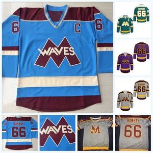 C2604 A3740 zszyty 66 Gordon Bombay Gunner Stahl Mighty Ducks Waves Hockey Jersey Dostosowany podwójny numer nazwy Numer Numer Numer bardzo rzadki bez rezerwy