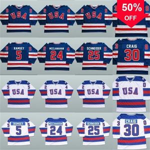 Mag Mit 1980 Miracle On Ice Maglie da hockey 5 Mike Ramsey 9 Neal Broten 25 Buzz Schneider Maglia da hockey 100% cucita Team USA