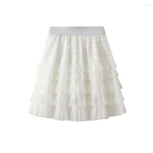 Skirts 2023 Sweet Women's Tulle Skirt Elastic High Waist Underskirt Ballet Cake Pleated Short Sheer Tutu