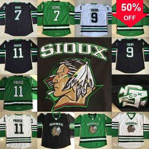 Mag Thr North Dakota Fighting Sioux Hockey-Trikots 9 Jonathan Toews #7 TJ Oshie #11 Zach Parise Fighting Sioux DAKOTA College-Hockey-Trikot