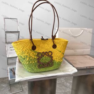 Designer-Handtaschen, modische Damen-Strohtasche, Umhängetaschen, einfarbig, gestrickt, gehäkelt, Stickerei, offen, lässige Tragetasche, Innenfach, zwei dünne Riemen, Ledertasche