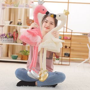 Travesseiros de pelúcia almofadas 1 peça 35 cm cisne brinquedos de pelúcia fofos boneca flamingo bicho de pelúcia balé com coroa bebê crianças apaziguar brinquedo presente para menina 230603