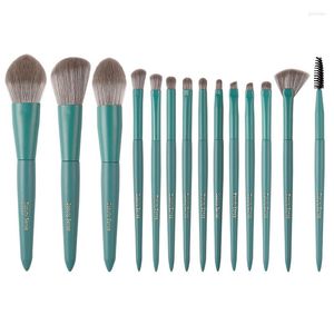 Makeup Brushes 14pcs/set Blue Green Powder Lash Roller Blush Make Up Brush Eye Brow Eyeshadow Lip Sculpting Cosmetic Tools Kit
