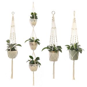 Planters Pots Hanging Plant Handmade Macrame Hanger Flower Pot Planter Wall Decor Courtyard Garden Basket 230603