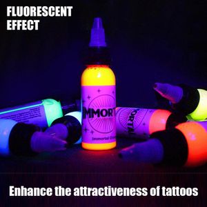 Torkar 15 ml/flask fluorescerande tatuering bläck diy lysande lila ljus tatuering pigment permanent makeup för kroppsmålning