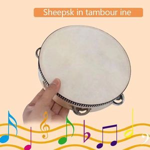 Drum 6 inches Tambourine Bell Hand Held Tambourine Birch Metal Jingles Kids School Musical Toy KTV Party Percussion Toy QH19