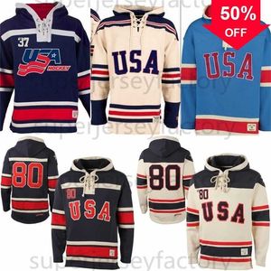 Mag A3740 1980 Mucize Takım ABD Buz Hokey Formaları Hokey Jersey Hoodies Herhangi Bir İsim Herhangi Bir Sayı Dikişli Hoodie Sports Sweater