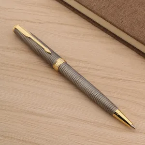 2PC Office Business Sonnet Series Gun Grey Lattice Golden Arrow Clip Ball Point Pen